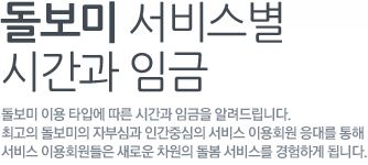 돌보미 서비스별 시간과 임금